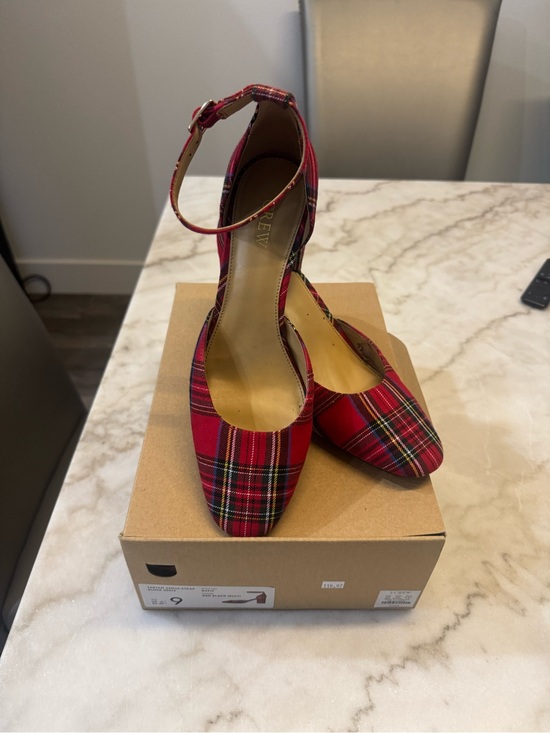 J. Crew Shoes - J. Crew Red Plaid Ankle-Strap Pumps